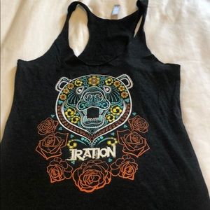 Iration band tank top with bear and roses